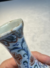 Three polychrome Dutch Delft cashmere palette bottle vases, first quarter 18th C.
