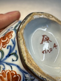 Three polychrome Dutch Delft cashmere palette bottle vases, first quarter 18th C.