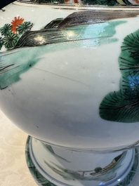 A Chinese famille verte 'Warriors' vase, Kangxi