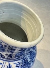 A Chinese blue and white five-piece garniture with floral design, Kangxi