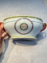 A Chinese famille rose serving dish, a covered tureen and stand with the arms of Peter van Hemert for the Danish market, Qianlong, ca. 1780