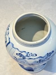 A Chinese blue and white 'Boot-swapping ceremony of Cui Rong' vase, Kangxi