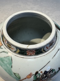 A Chinese famille verte 'Warriors' vase, Kangxi