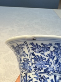 A Chinese blue and white five-piece garniture with floral design, Kangxi