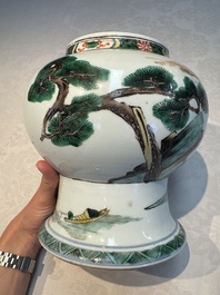 A Chinese famille verte 'Warriors' vase, Kangxi
