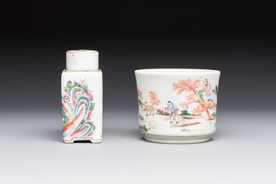 A Chinese famille rose 17-piece 'Deer and Scholars' tea service, Qianlong