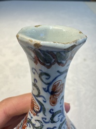 Three polychrome Dutch Delft cashmere palette bottle vases, first quarter 18th C.