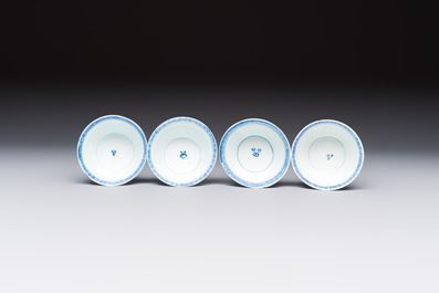 13 Chinese blue and white wares and four sets of Japanese Imari cups and saucers, 17/18th C.