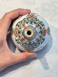 Three Chinese famille verte rosewater sprinklers, Kangxi