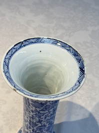 A Chinese blue and white five-piece garniture with floral design, Kangxi