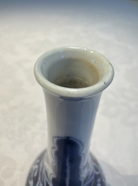 A Chinese blue and white covered vase and two bottle vases, Chenghua and jade marks, Kangxi