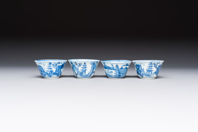 13 Chinese blue and white wares and four sets of Japanese Imari cups and saucers, 17/18th C.