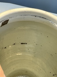 A Chinese blue and white 'Boot-swapping ceremony of Cui Rong' vase, Kangxi