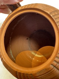 An English 4-piece engine-turned redware tea service, pseudo-Chinese marks, 2nd half 18th C.