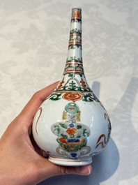 Three Chinese famille verte rosewater sprinklers, Kangxi