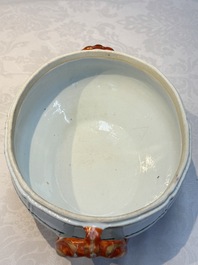 A Chinese famille rose serving dish, a covered tureen and stand with the arms of Peter van Hemert for the Danish market, Qianlong, ca. 1780