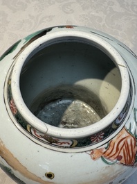 A Chinese famille verte 'Warriors' vase, Kangxi