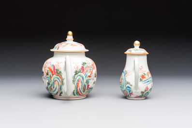 A Chinese famille rose 17-piece 'Deer and Scholars' tea service, Qianlong
