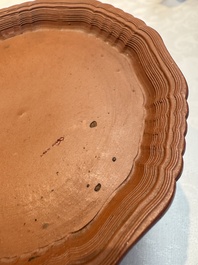 An English 4-piece engine-turned redware tea service, pseudo-Chinese marks, 2nd half 18th C.