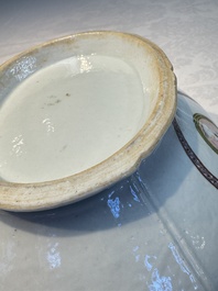 A Chinese famille rose serving dish, a covered tureen and stand with the arms of Peter van Hemert for the Danish market, Qianlong, ca. 1780