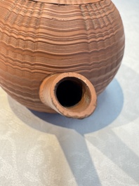 An English 4-piece engine-turned redware tea service, pseudo-Chinese marks, 2nd half 18th C.