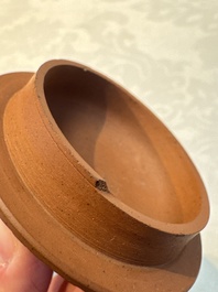 An English 4-piece engine-turned redware tea service, pseudo-Chinese marks, 2nd half 18th C.