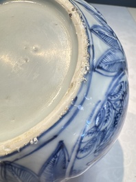 A silver-mounted Chinese blue and white wine pot, Wanli