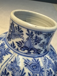 A Chinese blue and white five-piece garniture with floral design, Kangxi