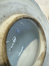 A Chinese blue and white five-piece garniture with floral design, Kangxi