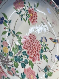 A Chinese famille rose 'Birds among Blossoming Branches' dish, Yongzheng