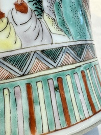 A Chinese famille verte 'Warriors' vase, Kangxi mark, 19th C.