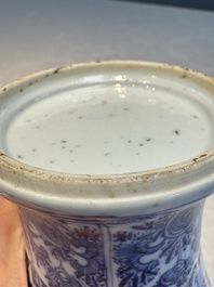 A Chinese blue and white five-piece garniture with floral design, Kangxi