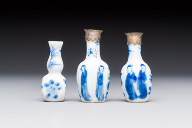 13 Chinese blue and white wares and four sets of Japanese Imari cups and saucers, 17/18th C.