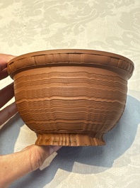 An English 4-piece engine-turned redware tea service, pseudo-Chinese marks, 2nd half 18th C.