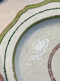 A Chinese famille rose serving dish, a covered tureen and stand with the arms of Peter van Hemert for the Danish market, Qianlong, ca. 1780