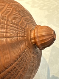 An English 4-piece engine-turned redware tea service, pseudo-Chinese marks, 2nd half 18th C.