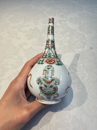 Three Chinese famille verte rosewater sprinklers, Kangxi