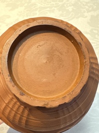 An English 4-piece engine-turned redware tea service, pseudo-Chinese marks, 2nd half 18th C.