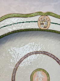 A Chinese famille rose serving dish, a covered tureen and stand with the arms of Peter van Hemert for the Danish market, Qianlong, ca. 1780