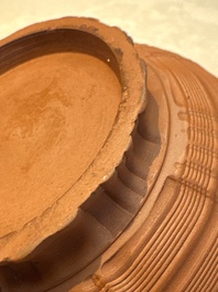 An English 4-piece engine-turned redware tea service, pseudo-Chinese marks, 2nd half 18th C.