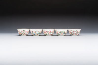A Chinese famille rose 17-piece 'Deer and Scholars' tea service, Qianlong