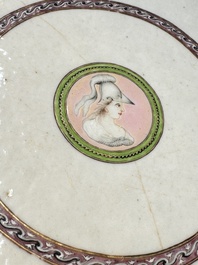 A Chinese famille rose serving dish, a covered tureen and stand with the arms of Peter van Hemert for the Danish market, Qianlong, ca. 1780