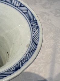 A Chinese blue and white five-piece garniture with floral design, Kangxi