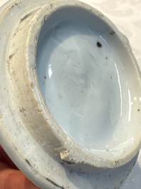 A silver-mounted Chinese blue and white wine pot, Wanli