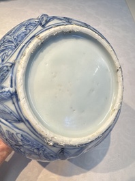 A silver-mounted Chinese blue and white wine pot, Wanli