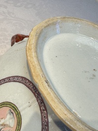 A Chinese famille rose serving dish, a covered tureen and stand with the arms of Peter van Hemert for the Danish market, Qianlong, ca. 1780