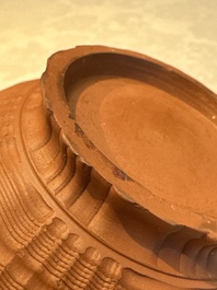 An English 4-piece engine-turned redware tea service, pseudo-Chinese marks, 2nd half 18th C.