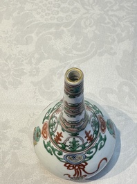 Three Chinese famille verte rosewater sprinklers, Kangxi