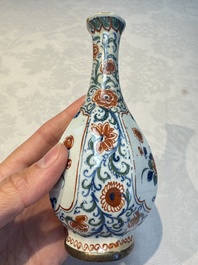 Three polychrome Dutch Delft cashmere palette bottle vases, first quarter 18th C.