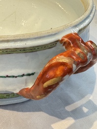 A Chinese famille rose serving dish, a covered tureen and stand with the arms of Peter van Hemert for the Danish market, Qianlong, ca. 1780